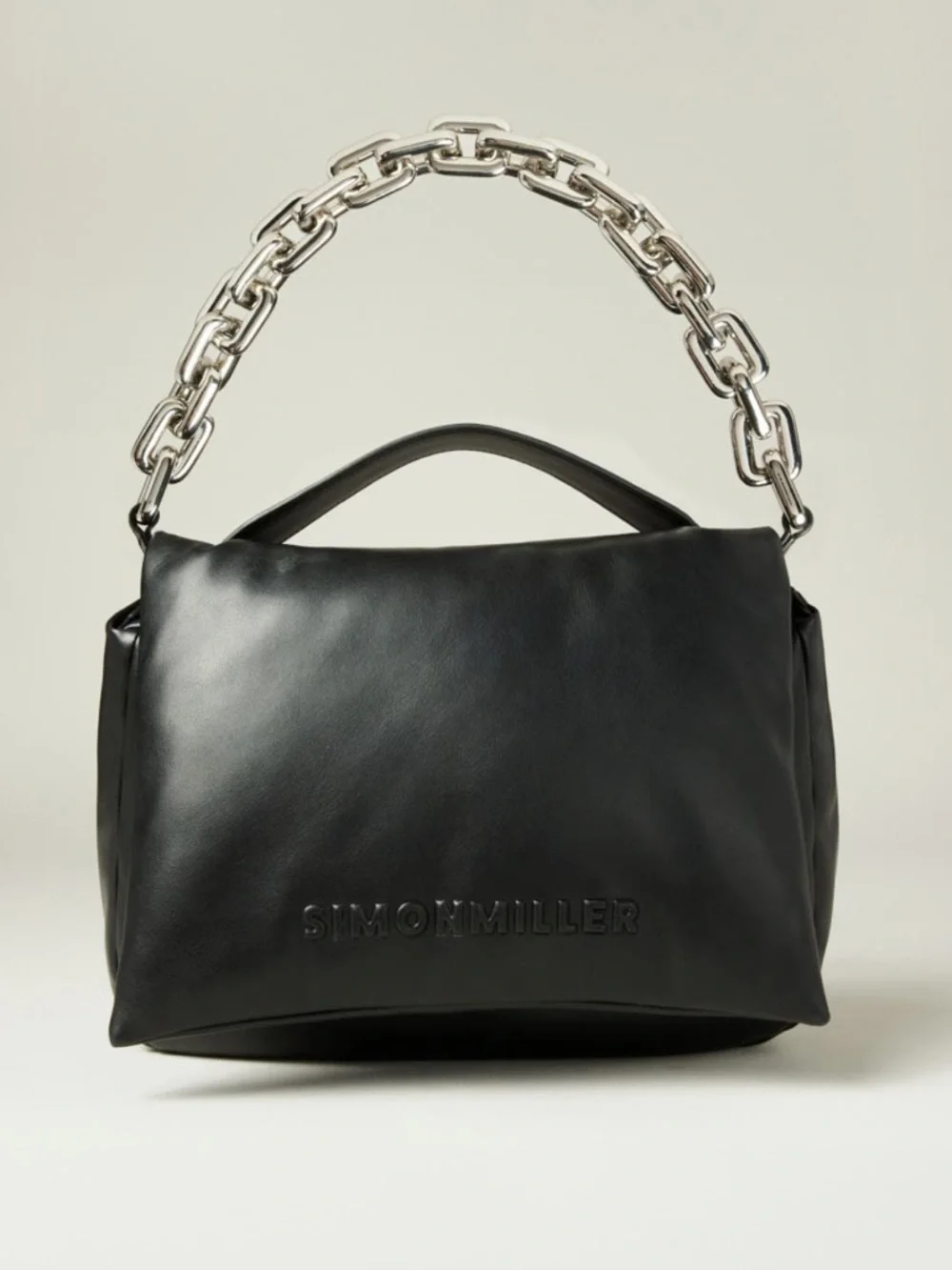 Linked Turnover Black Faux Leather Shoulder Bag - Picture 2 of 5